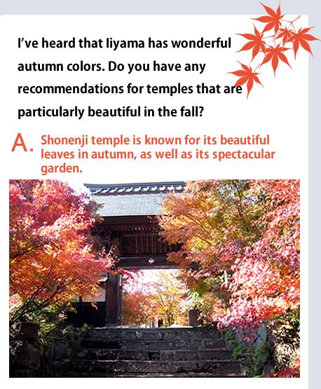 I've heard that Iiyama has wonderful autumn colors. Do you have any recommendations for temples that are particularly beautiful in the fall?